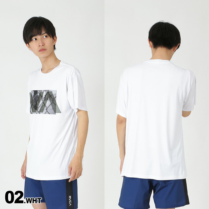 RVCA/ルーカ メンズ 半袖 ラッシュガード Tシャツ BC041-815 ティーシャツ UVカット UPF50＋ ロゴ ビーチ 海水浴 プール 男性用