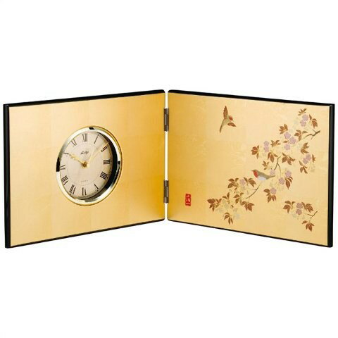 【ギフト】 箔一 箔一 A132-06011 花見鳥 屏風時計 4034-021