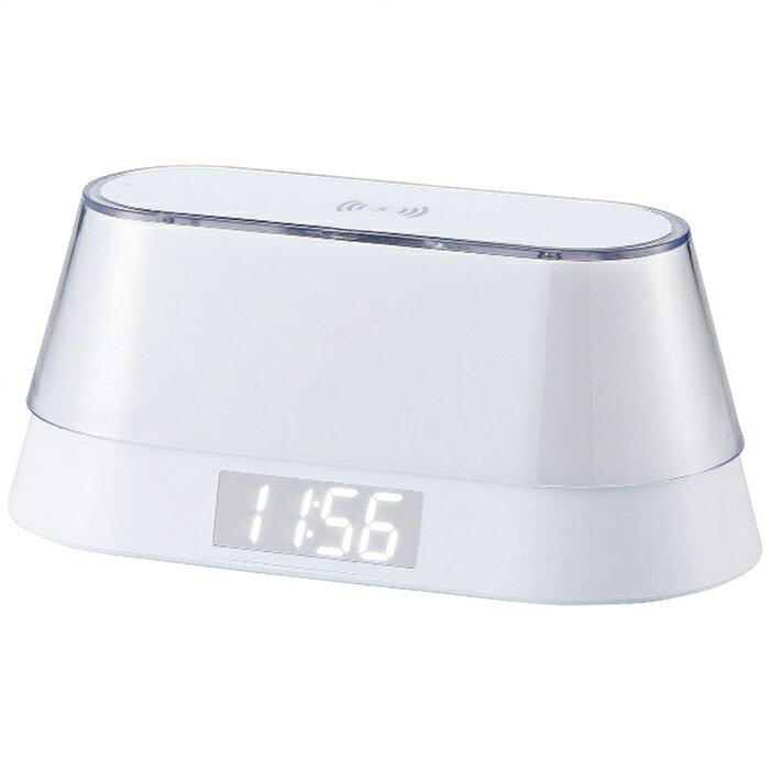 アイトック ワイヤレススピーカー・ワイヤレス充電クロック(ナイトライト付) 6194