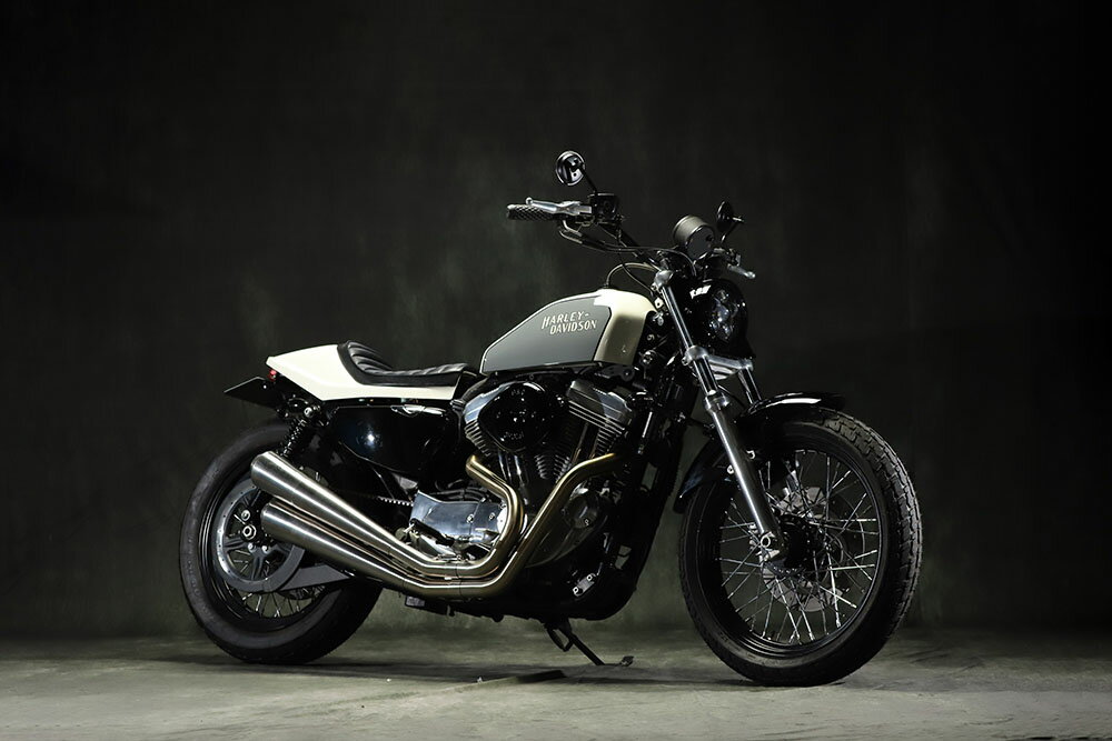 【抽選で最大100％ポイントバック】GOODS グッズ バイク マフラー　XL-FTツインハンマーフルEX　ヘアライン Harley-Davidson　ハーレーダビッドソン スポーツスター(04-06年) GW-4051