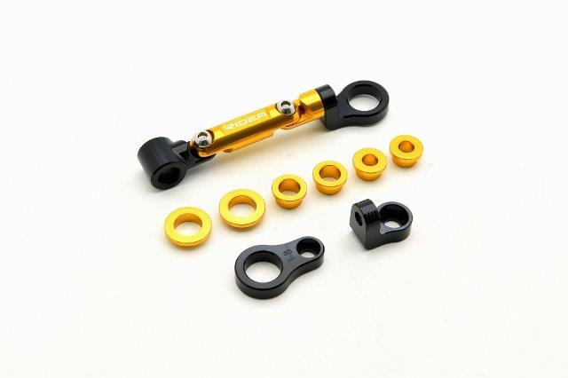 ■品番一覧 ・RI0000348(カラー:ブラック) ・RI0000349(カラー:シルバー) ・RI0000350(カラー:ゴールド) ・RI0000351(カラー:ブルー) ・RI0000352(カラー:レッド) ・RI0000353(カラー:チタン) ■適合車種 ■商品説明 ●高強度アルミニウム合金素材（A6061-T6)削り出しを使用し、表面の変色や腐食を防ぎ耐摩耗性も向上させるアルマイト仕上げで美しい外観を長く保ちます。 ●取付部一端の内径は8mmと6MM(6MMカラー附属)となり、もう一端はカラー3種類を付属しており、10mm、8mmと6mmとなります。(詳しいサイズは画像をご覧ください) ●ボルトによる多関節仕様の為、お好みの角度に合わせて調整が出来ます。 ■注意事項 ※取り付け写真はイメージです、商品のカラーと異なる場合もあります。 ※モニターの環境等の理由により画像の色と実物の色が若干異なって見える場合がございます。 ※この商品は予告なしに価格や仕様を変更する場合がございます。