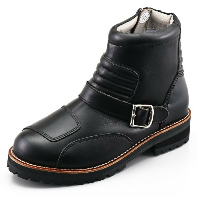 DAYTONA デイトナ バイク ブーツ ライディングブーツ シャーリングライドブーツ 本革 牛革(フルグレインレザー) シフトパッド サイドジップ DS-002 ブラック 25.5cm/メンズ 38014