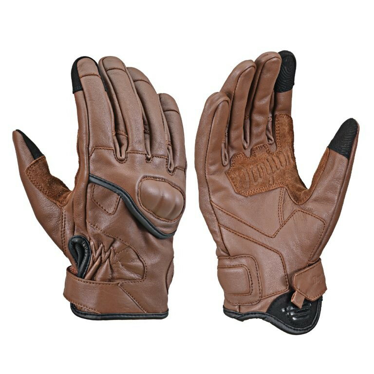 DAYTONA デイトナ 冬夏秋春 革(牛革) ハードプロテクター スマホ対応 操作性重視 握り心地 カウレザーショートプロテクターグローブ DG-029 ブラウン Lサイズ 63047