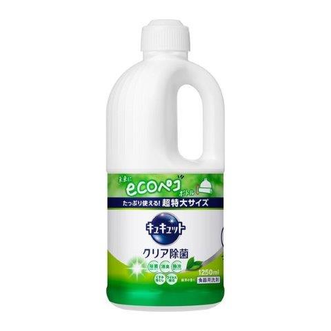 花王 キュキュット 食器用洗剤 クリア除菌 緑茶の香り つめかえ用 ジャンボサイズ(1250ml)【キュキュット】