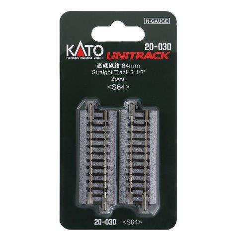 KATO カトー 直線線路 64mm (2本入) 20-030【商品紹介】ユニトラックシリーズ。6番ポイントの測線側に取り付けることによって、間隔66mmの複線を作製することができるレールです。【商品内容】直線線路64mm(S64)：2本メ...
