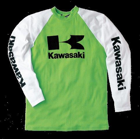 Kawasaki カワサキ 純正 ロングフォー MXシャツ サイズF(L) グリーン J8901-0400
