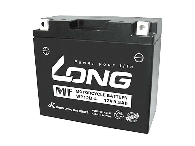ロングバッテリー バッテリー 12V/9.5Ah 175CCA 液注入済 互換 YT12B-BS/GT12B-4/FT12B-4 WP12B-4メーカー名 : LONG ロングバッテリーメーカー品番 : WP12B-4適合 : 互換 YT12B-BS／GT12B-4／FT12B-4JANコード : 4711946673253ロングバッテリーは台湾株式に上場する鉛電池業界では最大手のメーカーで、現在ベトナムホンダではアイドリングストップ機種に純正バッテリーとして採用されております。互換 YT12B-BS GT12B-4 相当 サイズ（約）:150x69x130mm 液入り充電済 ※ご注意:車両によっては車体側ハーネス端子の加工が必要な場合があります。※画像はイメージの商品がございます。※詳しくはメーカーホームページにてご確認ください。(詳細寸法・その他適合・注意事項・画像・等々)※在庫管理につきましては、出来る限りのこまめな更新を心掛けておりますが、リアルタイムでの更新が困難な為、万が一欠品の際はご了承頂けます様宜しくお願いいたします。また、メーカー価格が常に変動しておりますので、価格が変わってしまっている商品があった場合、ご注文後にご連絡する場合がございます。※商品ページ作成時には細心の注意を払い作成をしておりますが、商品説明文や販売価格等の記載ミスにより、お客様に間違った情報を提供してしまう可能性もございます。その場合、誤記載内容によっては、お客様に連絡後お取引を一旦キャンセル処理をさせていただく場合がございます。予めご了承頂けます様宜しくお願いいたします。※商品のご注文にあたり、予めお客様ご自身でメーカーホームページでお調べ後、サイズ・カラー・適合をご確認の上ご注文頂けます様宜しくお願いいたします。サイズ・カラー違いによる商品返品、返金、補填等は一切出来ませんのでご了承下さい。※商品ページタイトルに在庫ありの記載が無い商品は、メーカー取り寄せとなっております。※メーカーに在庫がある場合は1週間前後で発送いたします。※メーカー欠品・販売中止・仕様変更等により商品がご用意出来ない場合もございます。その場合ご注文のキャンセル、または変更にて対応させて頂く場合がございます。また、メーカー欠品時、入荷まで長らくお時間を頂く場合がございます。納期日程を問い合わせにてご連絡させて頂きますので宜しくお願いいたします。