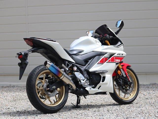 WR’S ダブルアールズ マフラー ラウンド・焼き色チタンサイレンサー スリップオン YZF-R3 BK2310JM