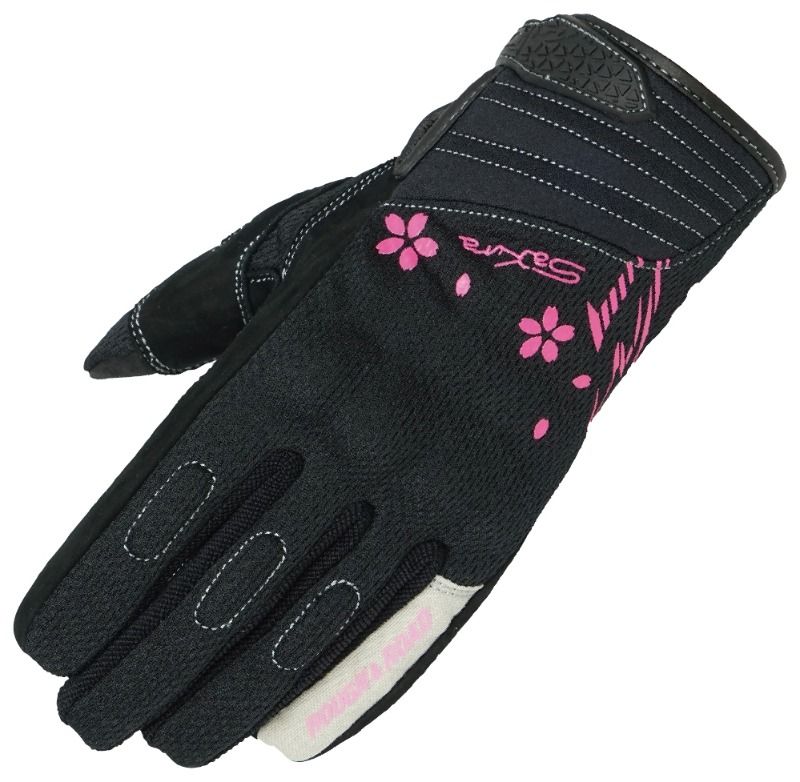 ROUGH＆ROAD ラフ＆ロード【WLサイズ】 クールマックスコンフォートナックルグローブ レディース ブラック/サクラ RR8029-BKSK-WL