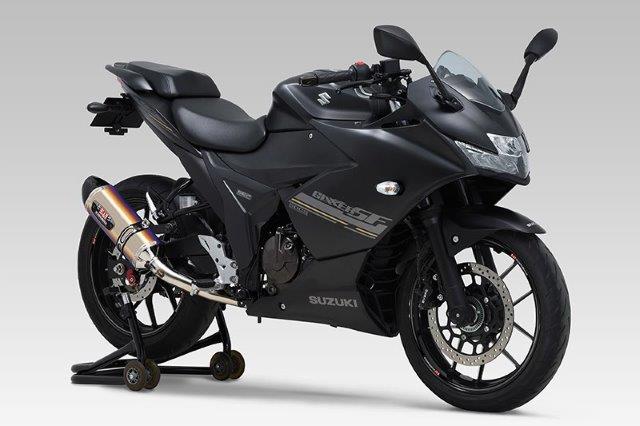 YOSHIMURA ヨシムラ スリップオン マフラー 機械曲R-77Sサイクロン カーボンエンド EXPORT SPEC 政府認証 STBC(チタンブルーカバー/カーボンエンドタイプ) GIXXER250(23)/GIXXER SF250(23)/V-STROM250SX(23) 110A-12C-5180B