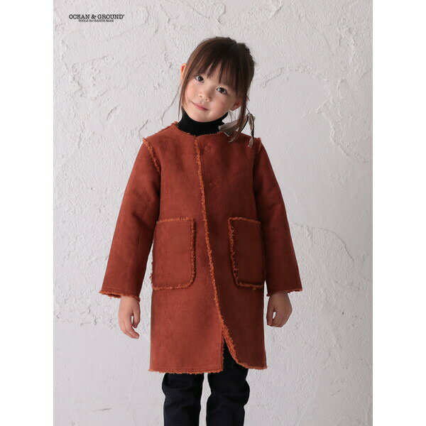 【公式】オーシャンアンドグラウンドNO COLLAR BONDING COAT 80cm 90cm 95cm 100cm 110cm 120cm 130cm 140cm OCEAN&GROUND 子供服 キッズ 男の子 女の子 子ども こども ペアルック お揃い シンプル