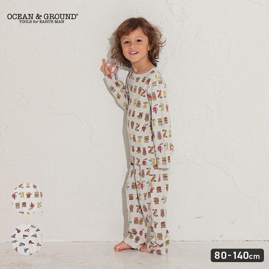 楽天OCEAN＆GROUND 楽天市場店【公式】オーシャンアンドグラウンドBOY'Sソウガラ長袖パジャマOCEAN&GROUND キッズ ベビー 長袖パジャマ 寝間着 ナイトウェア 寝巻 子供服 こども 男の子 女の子 兄弟 姉妹 お揃い ペアルック おしゃれ 80 90 100 110 120 130 140 1321602