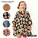 【公式】オーシャンアンドグラウンド ソウガラプリントフリルカラーワンピースOCEAN&GROUND ワンピースキッズ 子供服 女の子 スウェットワンピース 長袖...