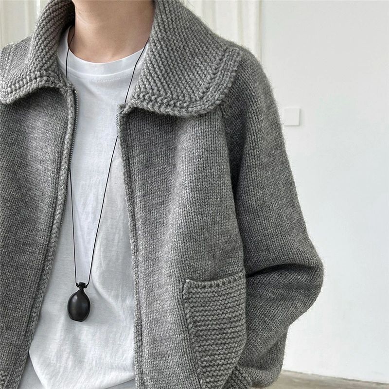 樂天商城 - レディース カーディガン 秋 厚手 若見え 前開き ジッパー セーター 秋 ニット 人形の襟 きれいめ ボレロ 秋用 ショート丈 長袖 ゆった