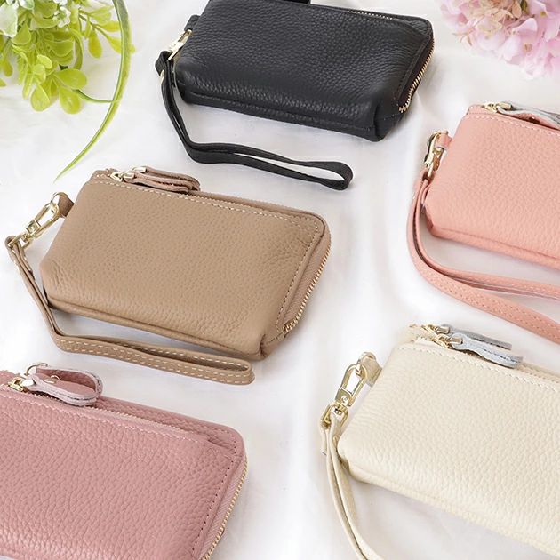 Rakuten - ループ付き ソリッドカラー コンパクト 小銭入れ 女性 レディース 財布 コインケース 本革 マット 定番 ベーシック コンパクト シック