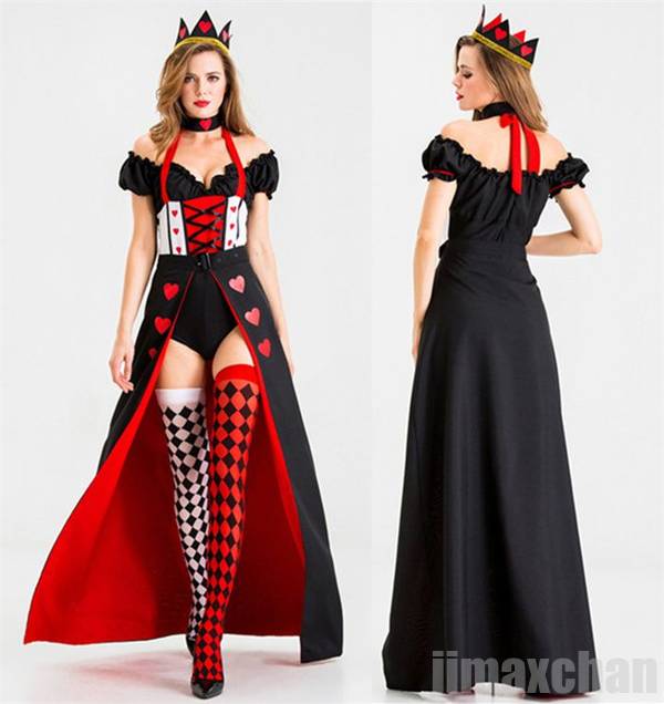 【送料無料】新生活 コスチューム ハロウィン衣装 コスプレ ハートの女王 赤の女王 大人 コルセット ドレス ハイソックス ロング 仮装