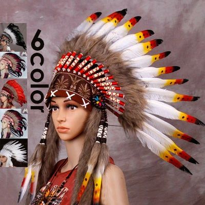 乐天商城 - 【送料無料】インディアン 頭飾り コスプレ 羽根帽 野人頭飾り 酋長羽根頭飾り 舞台 男性用 女性用 文化祭 舞台 演劇 仮装 変装 ハロウ