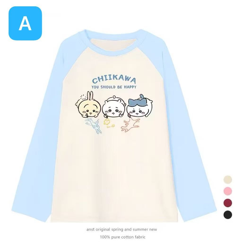 ちいかわ 長袖Tシャツ キッズ レディース 綿 コットン キャラクタープリント ラグランスリーブ クルーネック カットソーうさぎ ハチワレ ちいかわ 男女兼用 ユニセックス カジュアル おしゃれ かわいい 春秋 普段着 通学 部屋着 ちいかわ 長袖Tシャツ キッズ レディース 綿 コットン キャラクタープリント ラグランスリーブ クルーネック カットソーうさぎ ハチワレ 5