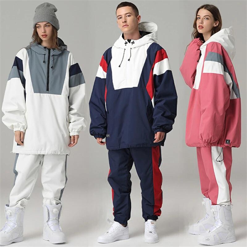 男女兼用 上下セット スノーボード 韓国風 切り替え 2023 型落ち ウェア スキーウェア レディース メンズ セットアップ フード付