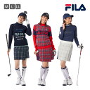 レディース ニットスカート チェック柄 ラップ風スカート サイドライン リサイクルポリエステル サスティナブル ウエストゴム ポケット Dカン付き ゴルフウェア FILA GOLF M L LL 792303 秋 冬