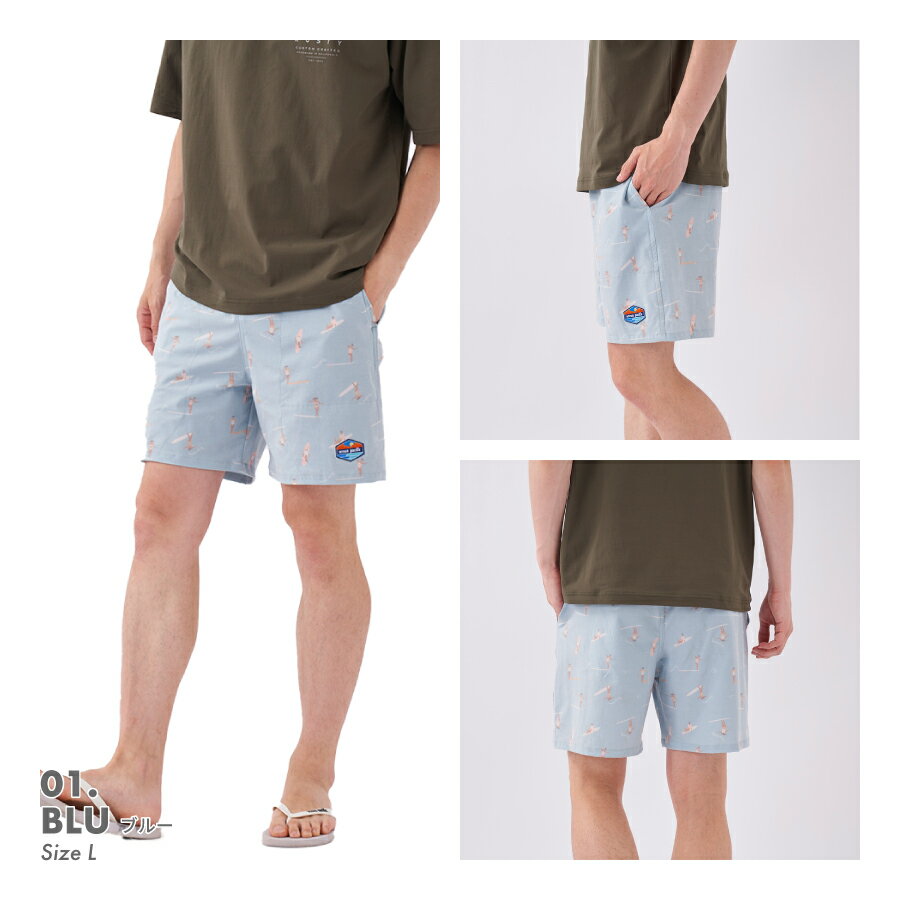 WESTRIDE [-BORDER SHORTS- BLK×CRM w.28,30,32,34,36,38]