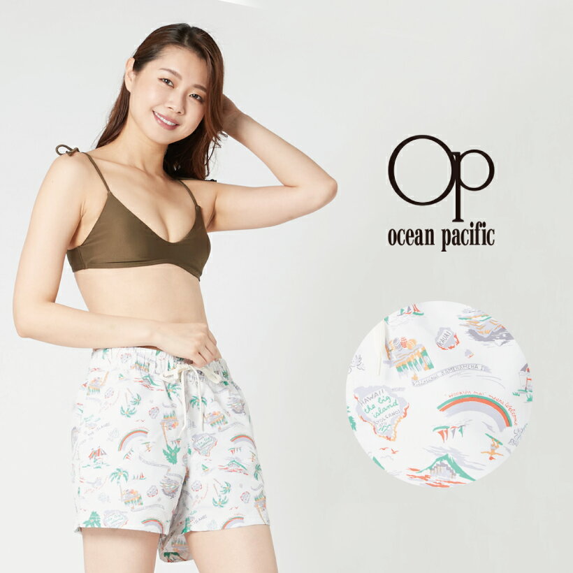 Rakuten - レディース アロハ柄 ボードショーツ ショートパンツ 水着 リゾート ヤシ 海 プール ビーチ サーフ OP オーシャンパシフィック 529412