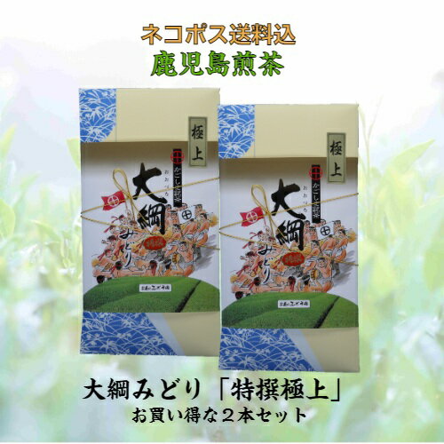 《商品説明》 名称：煎茶 原材料名：緑茶 原料原産地：鹿児島県 内容量：100g×2本 賞味期限：別途商品ラベルに記載（包装日より180日） 保存方法：高温多湿を避け移り香にご注意下さい。 加工者：有限会社お茶のぶどう園　鹿児島県薩摩川内市大小路町15－16 取扱上の注意：お茶は鮮度が大切です。開封後はお早めにお飲みください。