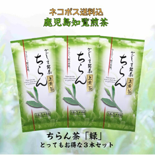 《3000円で500円OFFクーポン》 お茶 茶 知覧茶 ちらん茶 送料無料 お茶のぶどう園 ちらん茶 緑 上煎茶 100g × 3本 セット 知覧 ちらん 日本茶 鹿児島 鹿児島茶 煎茶 緑茶 ギフト プレゼント 贈り物 お歳暮 土産 母の日 父の日 御挨拶 敬老の日 祝敬老