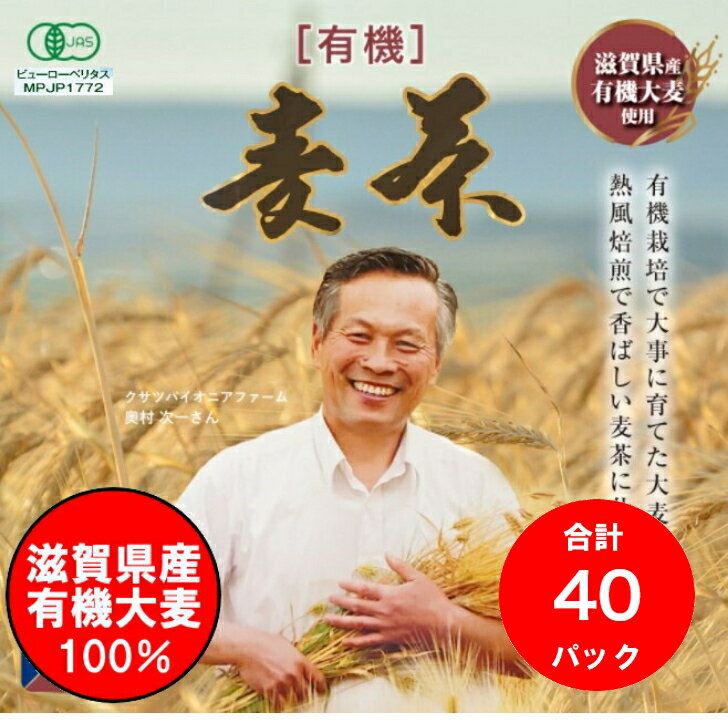 有機麦茶 20袋×2個 合計40袋 山城物産 麦茶 国産 国内産 オーガニック 有機 ノンカフェイン 麦茶ティーパック ティーバッグ 有機JAS認定 エシカル