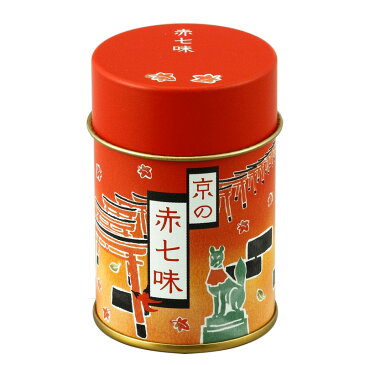 京都【赤七味・缶（七味唐辛子）】国産唐辛子を使用。爽やかな山椒など全8種の薬味を調合し、辛味、風味ともにバランス良い七味唐辛子です。 京都 ご当地 お土産 贈り物 プレゼント スパイス 調味料 食品 七味とうがらしのお店おちゃのこさいさい