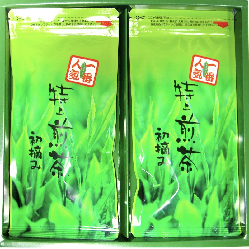 特上 煎茶 初摘み 100g 2本 平箱入り 茶葉 知覧茶 深蒸し茶 ギフト プレゼント セット お返し 贈答用 煎茶 内祝い 美味しいお茶 人気 緑茶 日本茶 ギフトセット 香典返し 法事 仏事 ランキング