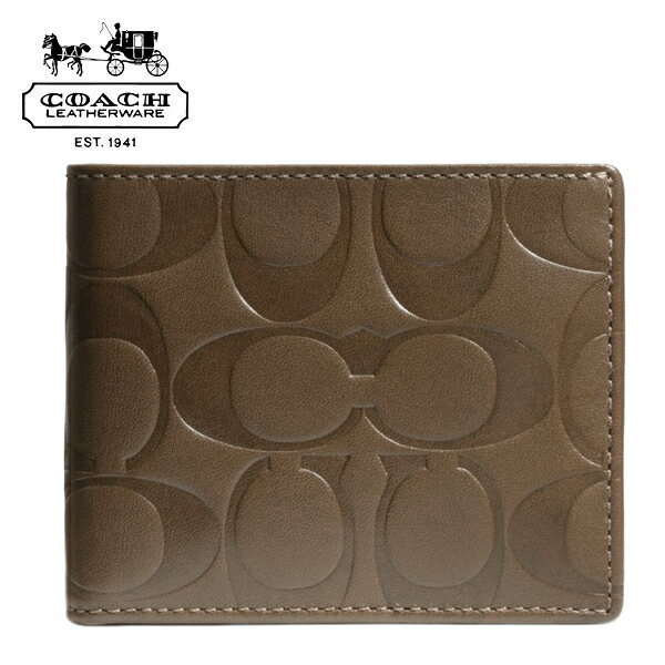 コーチ メンズ 財布 COACH MENS 本革 レザー シグネチャー 型押し 二つ折り財布 定期入れ付 ブラウン 茶【F74078 TOB】【シグネチャー エンボスド ダブル ビルフォールド】【アウトレット】【送料無料】のサムネイル
