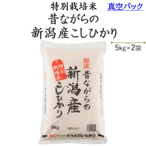 令和5年産真空パックで美味しさ長持ち♪特別栽培米昔ながらの新潟産こしひかり白米5kgx2袋【送料無料】※一部地域を除く