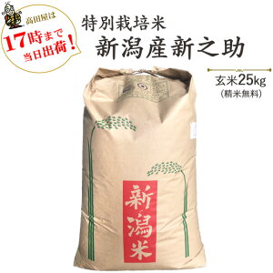 令和5年産　 安心・安全【特別栽培米】新潟産「新之助」玄米25kg / 白米4.5kg×5袋　※送料無料(一部地域を除く)【あす楽対応_本州】【あす楽対応_関東】【あす楽対応_四国】