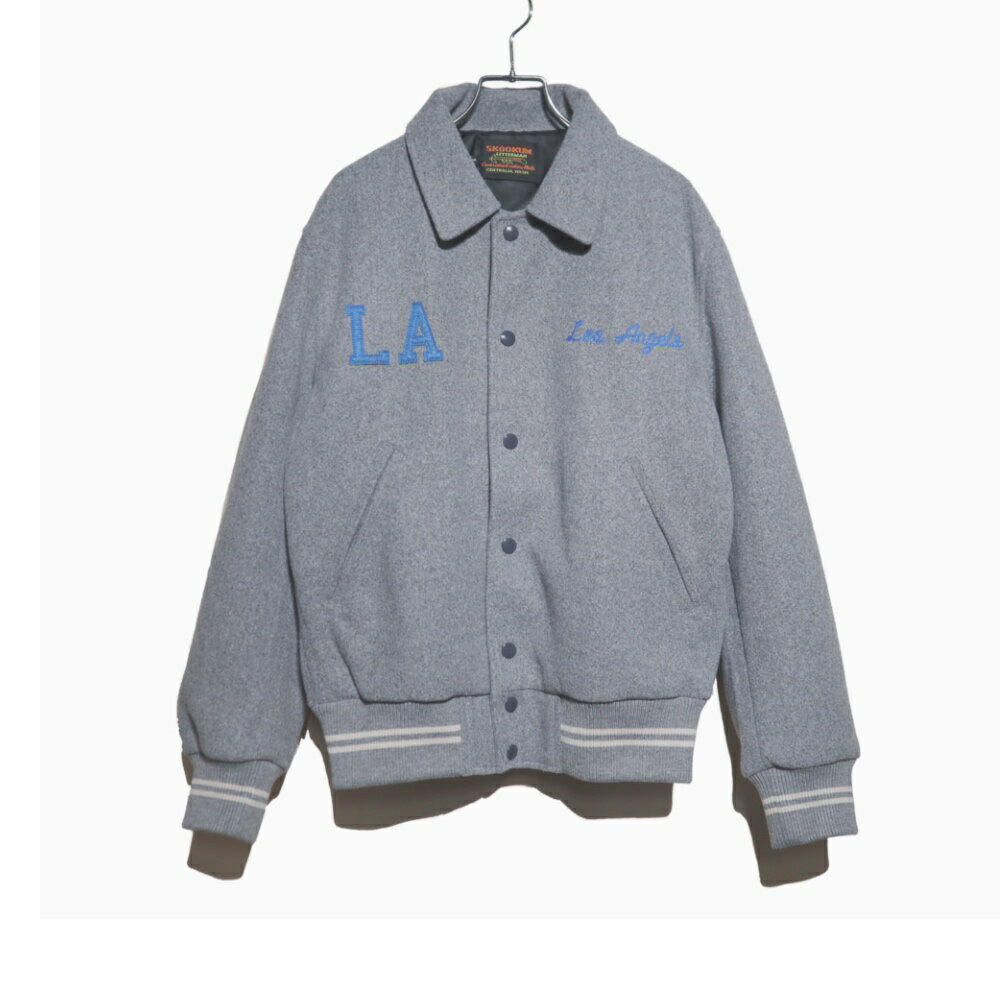 【美品】スクーカム　カウレザースタジャン　ボルドーグレー　アメリカ製　 L 美品】スクーカム カウレザースタジャン ボルドーグレー アメリカ製 L