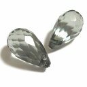 【50円均一】アクリルビーズ*約23×13mm*ファセットドロップ(トップホール)・グレー*4個入り