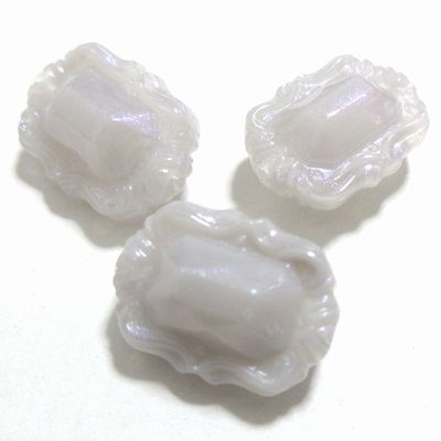  アクリルビーズ *デザイン レクタングル *約18.5×13.5mm（厚み約8.5mm）（ホール約1.8mm）* ミルキーライトグレー *4個入り