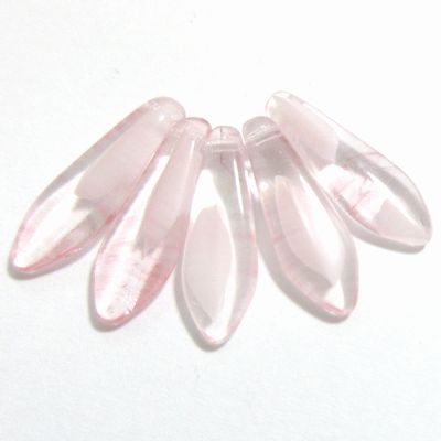 チェコビーズ * ダガー ビーズ * 5×16mm * クリスタル ライトピンク * 12個入り 