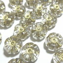 チェコビーズ * 5ペタル フラワービーズ ( 花型 フラワー )* 8×4mm * クリスタル ゴールドライン *12個入り チェコ ビーズ パーツ お花 ハンドクラフト 素材 材料 かわいい