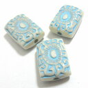 【50円均一】 アクリルビーズ *デザイン レクタングル *約18×13mm(厚み約7mm ホール約2mm)* ミルクホワイト・アクア*3個入り