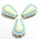 【50円均一】アクリルビーズ*約16×13mm(厚み約5mm ホール約1.5mm)*フリルドロップ/ミルクホワイト・アクア*6個入り