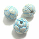 【50円均一】アクリルビーズ*約10×11mm(ホール約1.5mm)*フラワーラウンド・ミルクホワイト・アクア * 8個入り