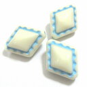 【50円均一】 アクリルビーズ * ダイアカット *約19×14mm(厚み約9mm ホール約1.5mm)* ミルクホワイト・アクア *5個入り アクリル ビーズ 菱形