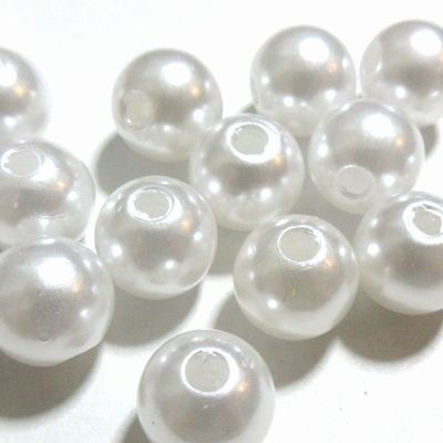 【50円均一】 アクリルビーズ （ パールビーズ ）*約 10mm * ラウンド スノー ホワイト *10個入り アク..