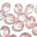 【50円均一】 アクリルビーズ * 約10×8mm ( 厚み約5mm ホール約1.5mm ) *ファセット ・ オーバル / ライトピンク * 12個入り