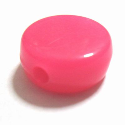 【50円均一】 アクリルビーズ * 約10×5mm（ホール約1.8mm） * ダイムビーズ / ホットピンク * 10個入り アクリル ビーズ プラビーズ ディスク フラット ラウンド ピンク色