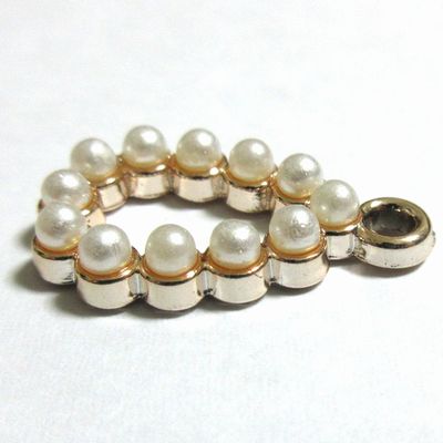 【50円均一】アクリルペンダントトップ*約24×14mm*パールドロップ/ライトゴールド*2個入り