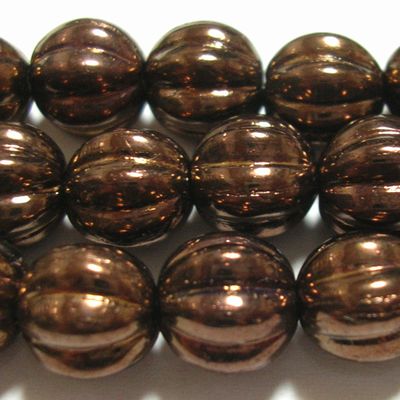 チェコビーズ * メロンビーズ ラウンド * 8mm * ダークブロンズ *12個入り 