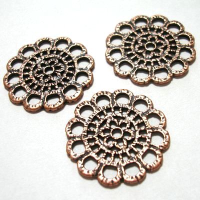 チベタンスタイル*透かしプレート/ラウンド*アンティークコパー*24mm*6個入