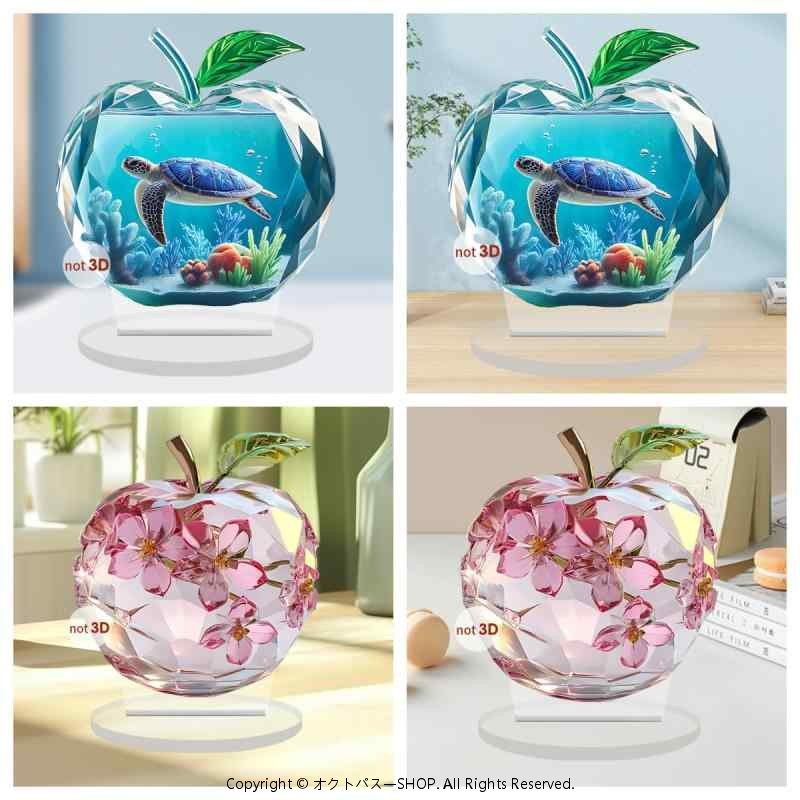 乐天商城 - 置物 幻想的 桜 海亀 2D平面 アクリル製 かわいい キュート おしゃれ 卓上 デスク リビングルーム 寝室 カフェ インテリア オブジェ 飾り